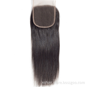 Wholesale 4x4 5x5 6x6 Transparent Lace Closure Straight Remy brazilian  human hair straight  virgin hair closure vendors